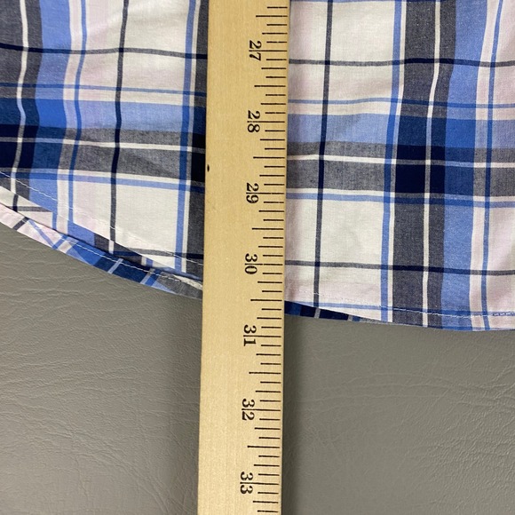 Croft & Barrow Button Down Shirt Men's Size XL Blue Easy Care Plaid Short Sleeve - Picture 10 of 12